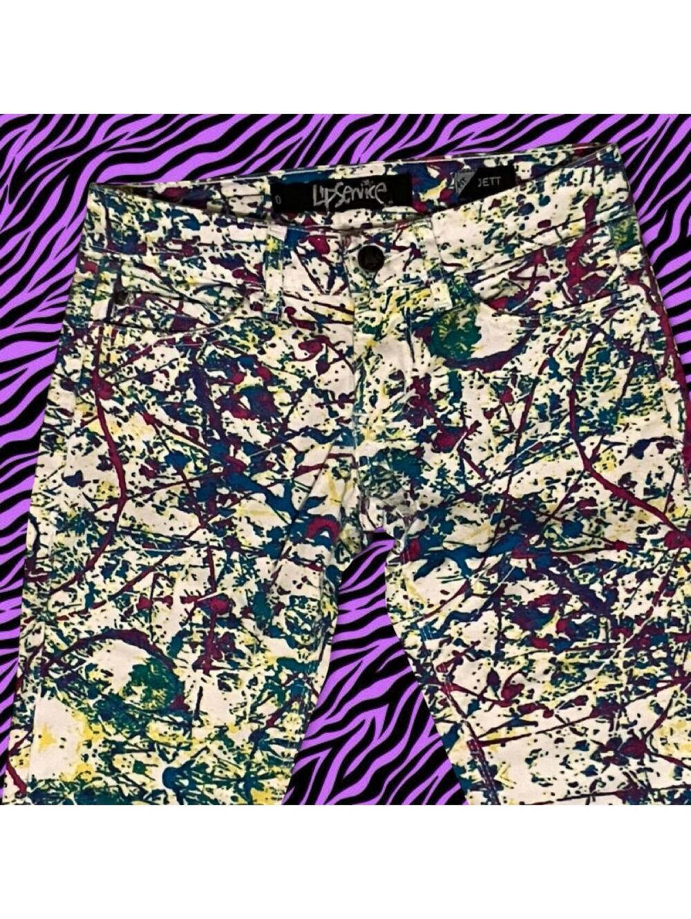 INSANE vintage Lip Service Jett Paint Splatter Skinny Jeans size 0